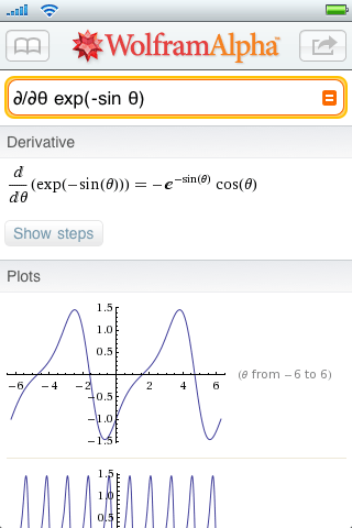 Computing a derivative with the Wolfram|Alpha App for the iPhone and iPod touch