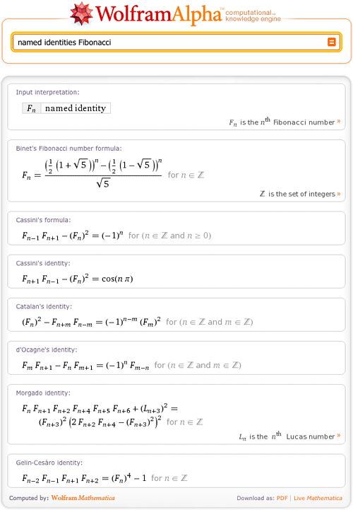 Named identities for Fibonacci numbers