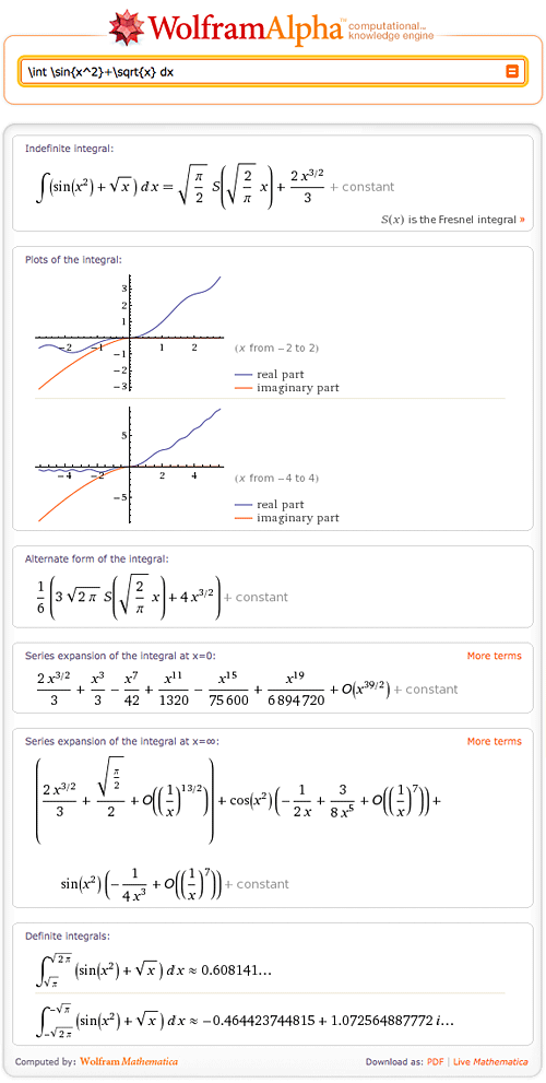 Integral deals wolfram alpha