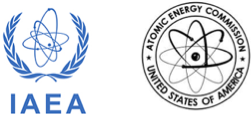 The logos of the International Atomic Energy Agency and the former U. S. Atomic Energy Commission