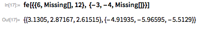 fe[{{6, Missing[], 12}, {-3, -4, Missing[]}}]