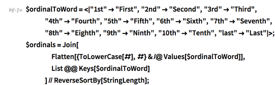 $ordinalToWord= $ordinalToWord=