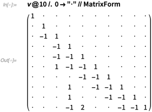 \[Nu]@10 /. 0 -> "\[CenterDot]" // MatrixForm