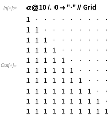 \[Alpha]@10 /. 0 -> "\[CenterDot]" // Grid