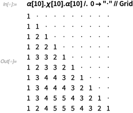 \[Alpha][10].\[Chi][10].\[Alpha][10] /. 0 -> "\[CenterDot]" // Grid