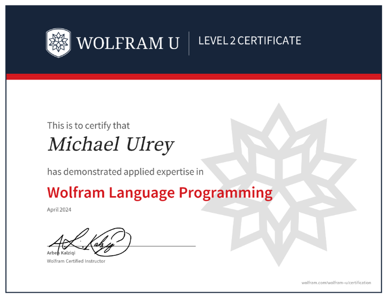 Wolfram U Level 2 certificate