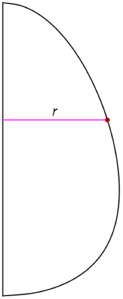 The axis of symmetry to the eggshell