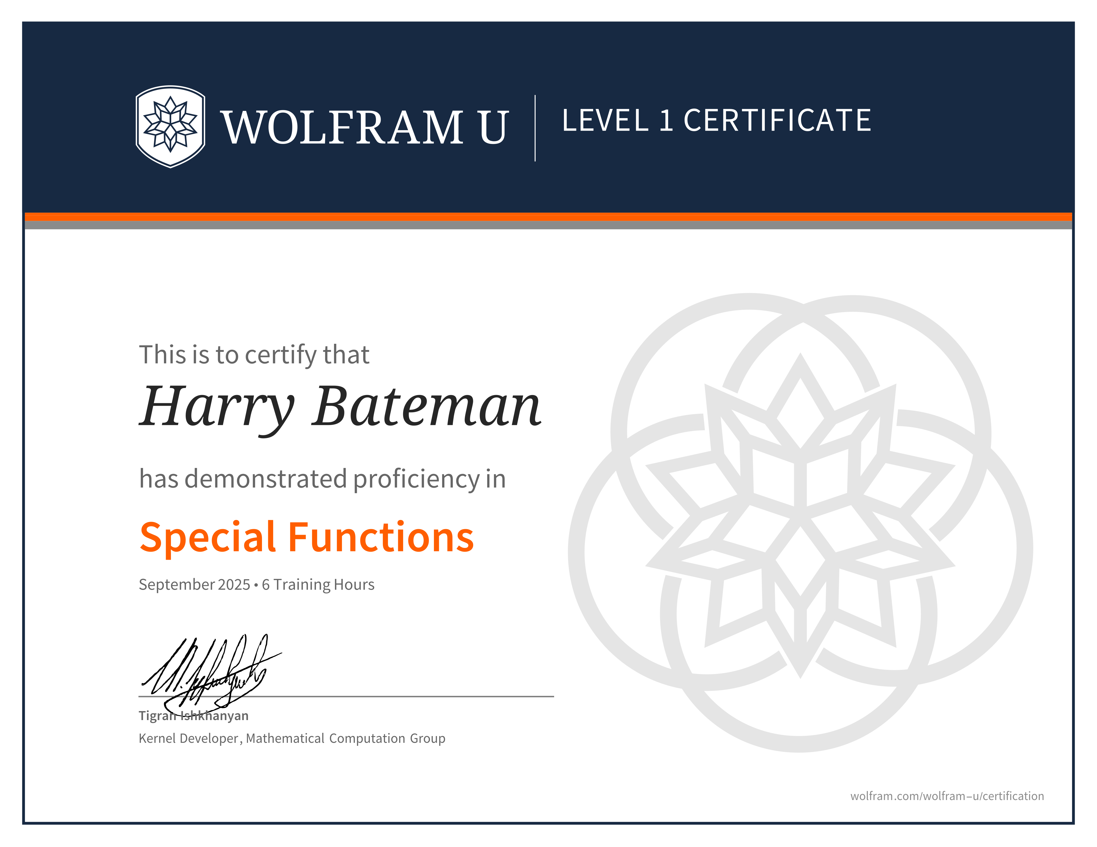 Course certificate
