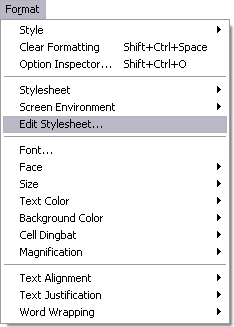Format > Edit Stylesheet