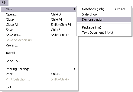 File > New > Demonstration