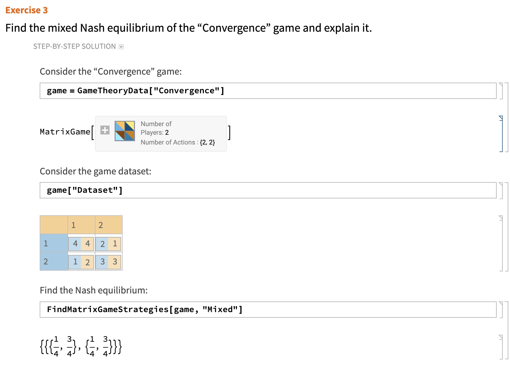 Introduction to Game Theory course exercises