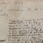 1679 writing (in French) of the last correction to the arithmetic machine