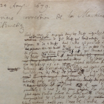 1679 writing (in French) of the last correction to the arithmetic machine
