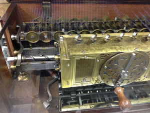 Leibniz’s calculator with the cranking handle