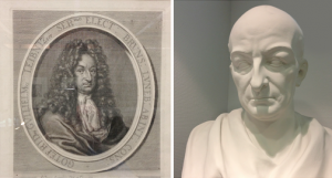 Official portrait and statue of Leibniz