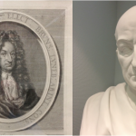 Official portrait and statue of Leibniz