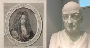 Official portrait and statue of Leibniz