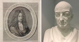 Official portrait and statue of Leibniz