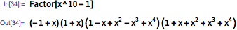 Factor[x^10 - 1]