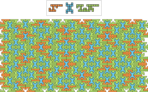 The three-polyomino tiling in A New Kind of Science