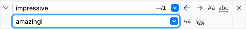 Find and replace dialog Find and replace dialog