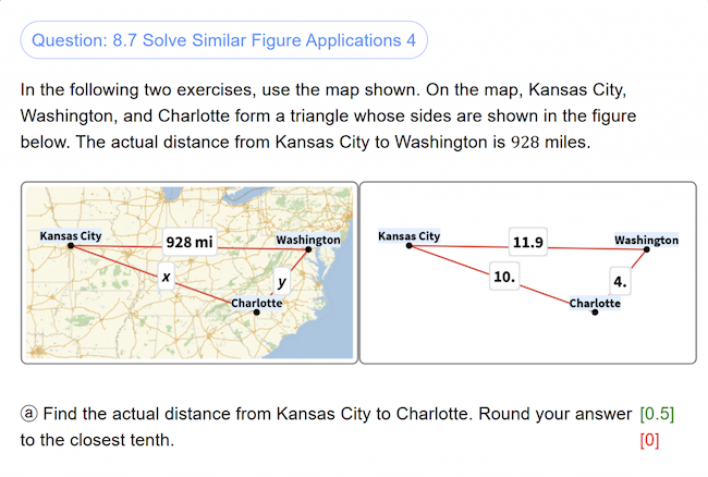 Click to enlarge Map showing triangle with vertices at Kansas City, Washington DC, and Charlotte