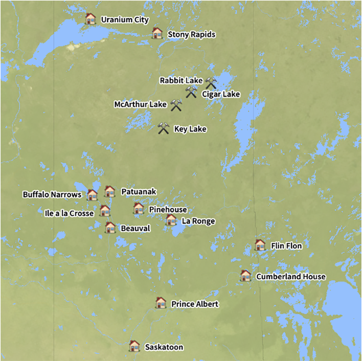Map of mine sites