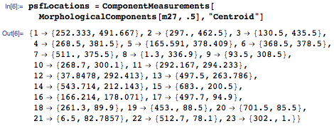 Obtaining pixel coordinates of all stars a certain amount above the background