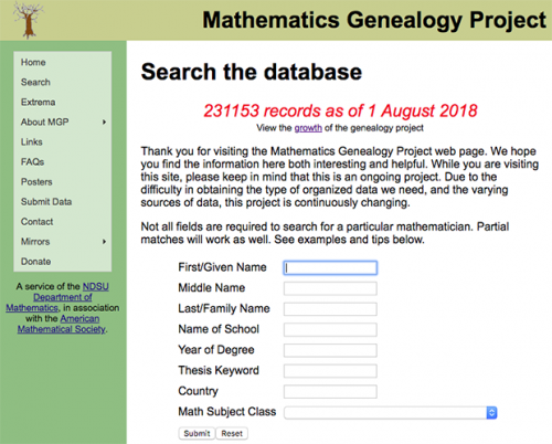 Mathematics Genealogy Project Computational Exploration in the Wolfram